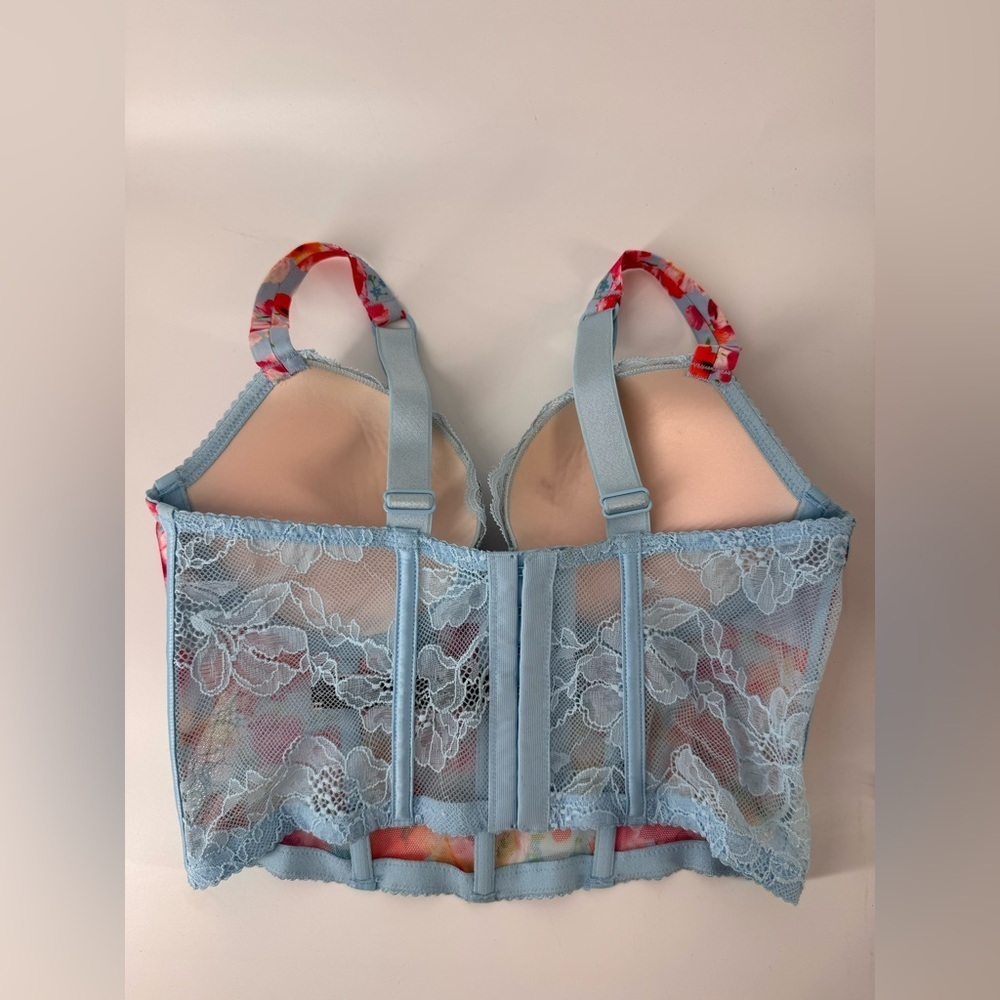 Victoria Secret Corset Bustier SEXY Satin Shine Strap Push-Up Bra Top 34B - Picture 6 of 8